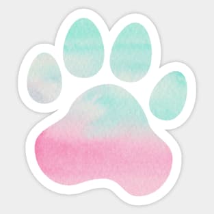 Pink and Teal Paw Print Sticker
